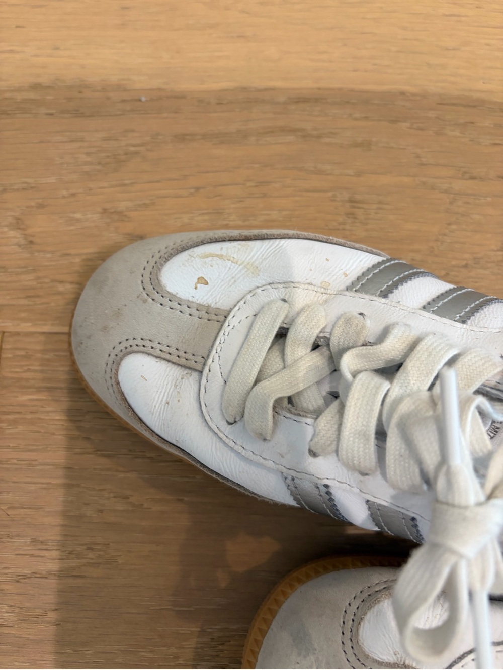adidas White and Silver Samba with Gum Sole - Picture 6 of 12